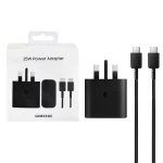 شارژر دیواری سه پین PD و فست تک پورت Samsung مدل EP-T2510 25W به همراه کابل شارژ Type-C To Type-C - مشکی - RYL (گارانتی 6 ماهه تعویض شرکتی)