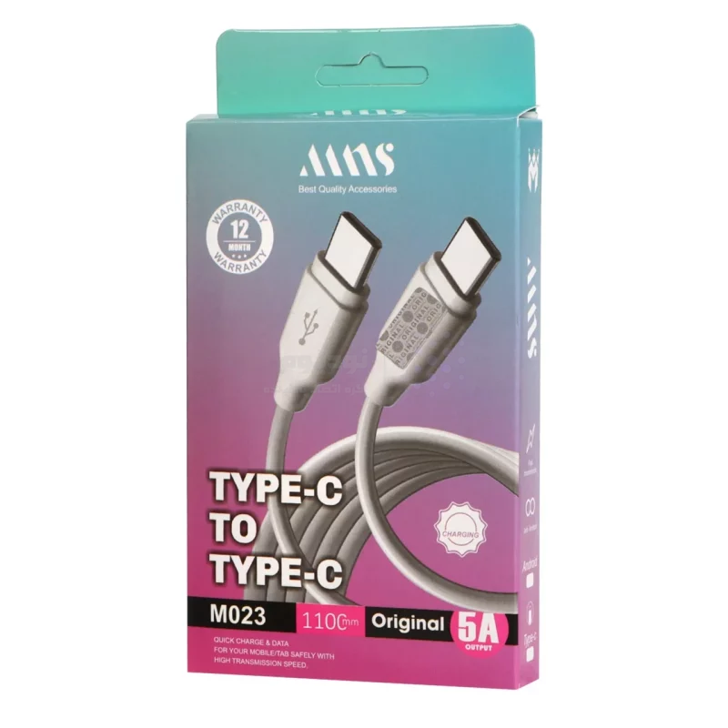 کابل شارژ فست 1.1 متری MNS Type-C To Type-C مدل M023 - سفید - SMO - تصویر 3
