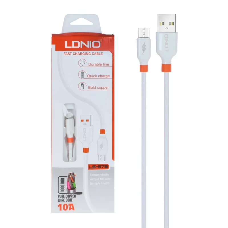 کابل شارژ فست اندروید LDNIO مدل LS-573 - سفید - تصویر 2