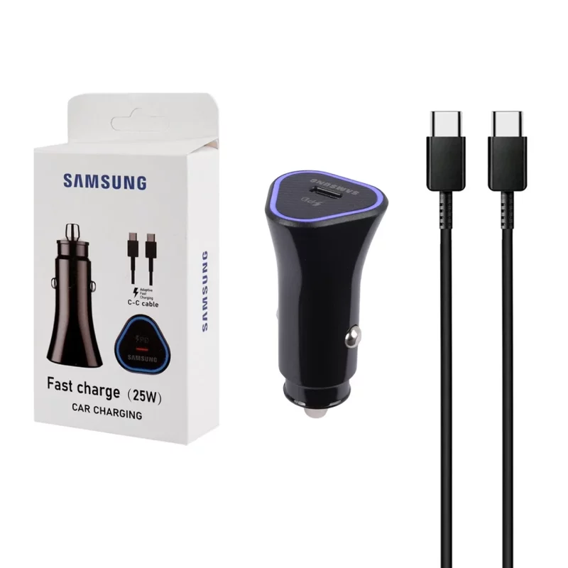 شارژر فندکی فست و PD تک پورت Samsung مدل YSC0502 25W به همراه کابل شارژ Type-C To Type-C - مشکی - RYL - تصویر 2