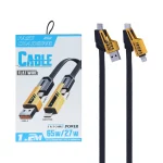 کابل شارژ فست چندکاره Flat Wire 65W - مشکی - RYL