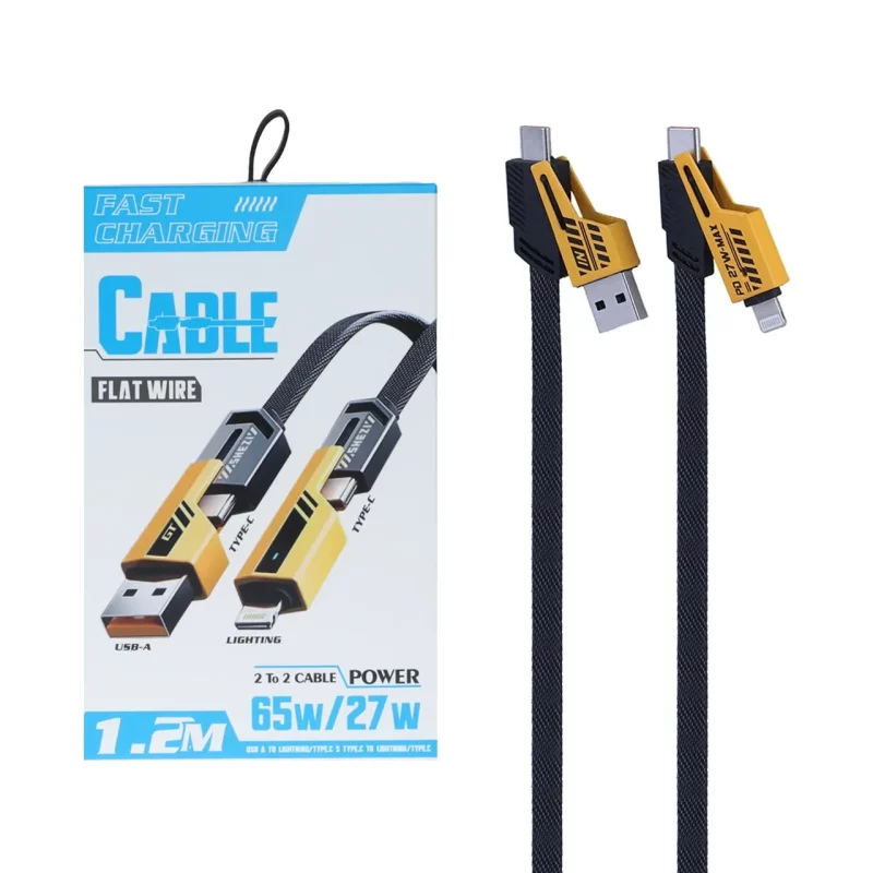 کابل شارژ فست چندکاره Flat Wire 65W - مشکی - RYL - تصویر 2