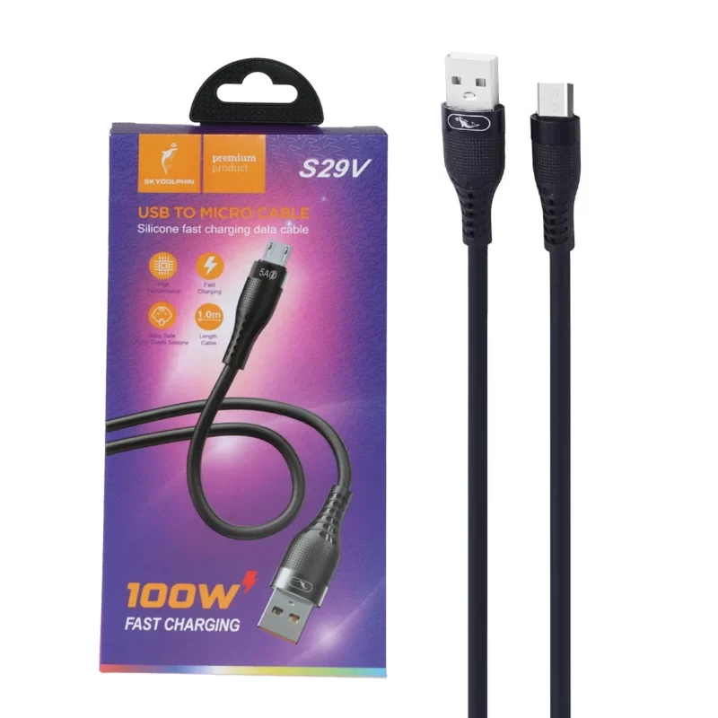 کابل شارژ فست اندروید Sky Dolphin مدل S29V - مشکی - TCO - تصویر 2