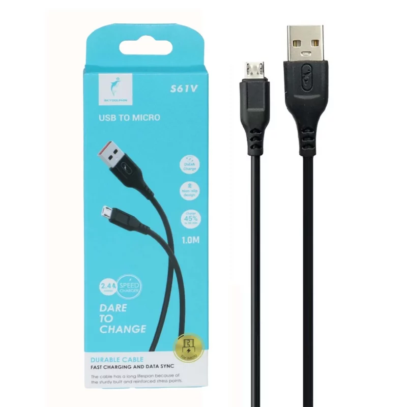 کابل شارژ فست اندروید Sky Dolphin مدل S61V - مشکی - TCO - تصویر 2