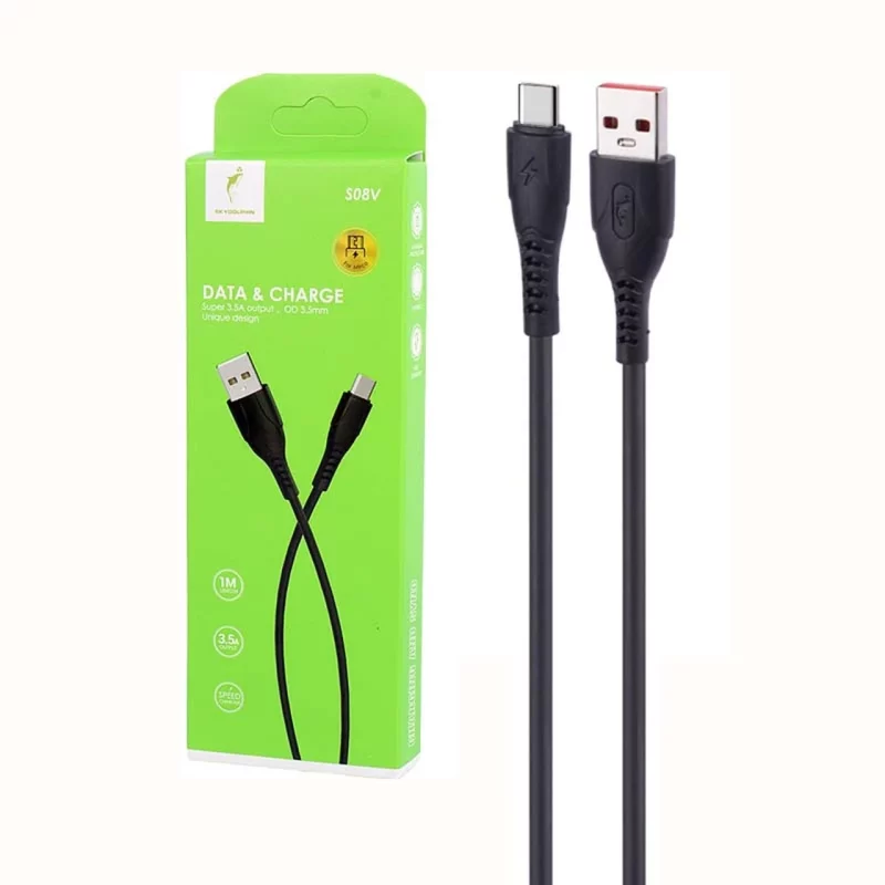 کابل شارژ فست Sky Dolphin Type-C مدل S08V - مشکی - TCO - تصویر 2