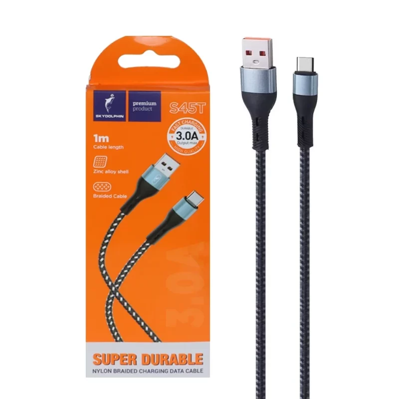 کابل شارژ فست Sky Dolphin Type-C مدل S45T - مشکی - TCO - تصویر 2