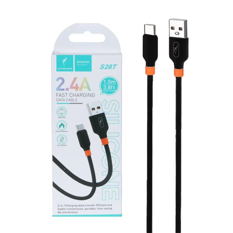 کابل شارژ فست Sky Dolphin Type-C مدل S28T - مشکی - TCO - تصویر 2