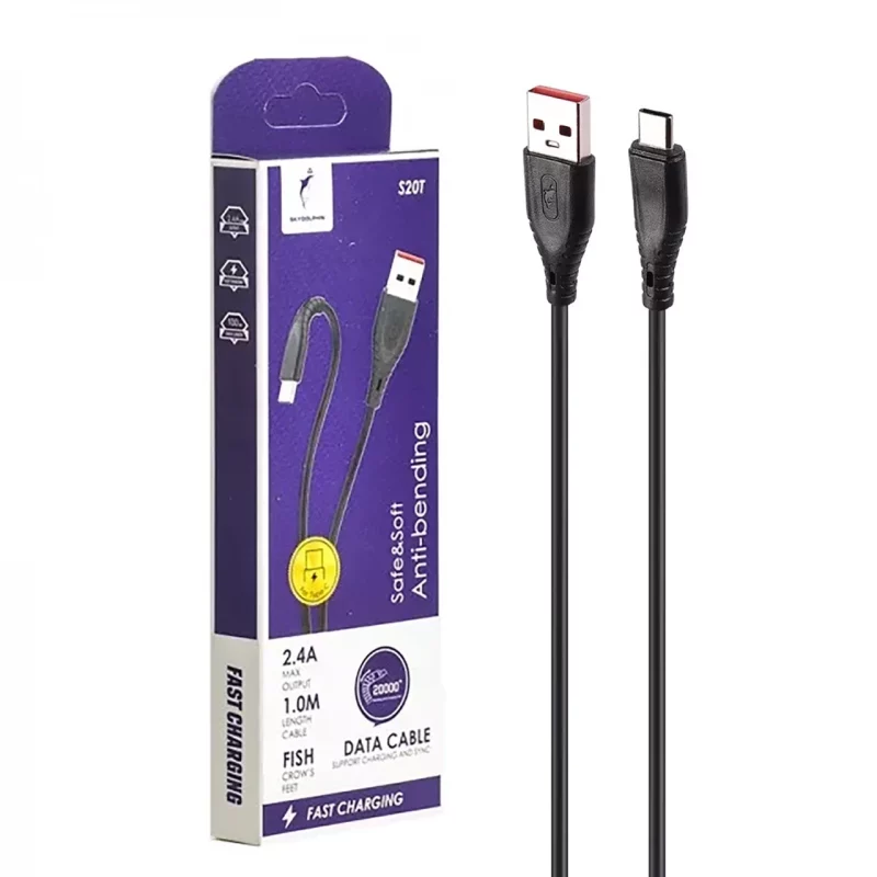 کابل شارژ فست Sky Dolphin Type-C مدل S20T - مشکی - TCO - تصویر 2