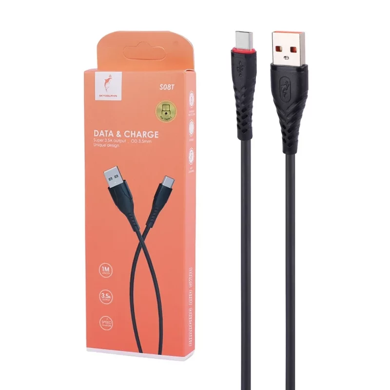 کابل شارژ فست Sky Dolphin Type-C مدل S08T - مشکی - TCO - تصویر 2