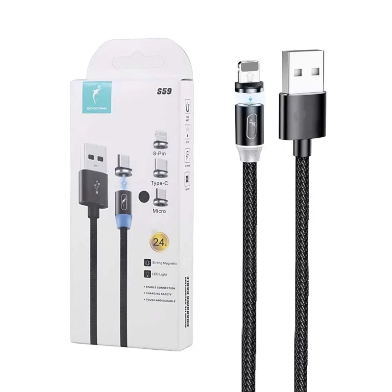کابل شارژ فست مگنتی آیفون Sky Dolphin مدل S59 - مشکی - TCO - تصویر 2