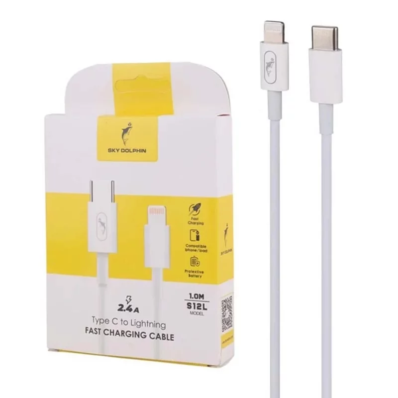 کابل شارژ فست Sky Dolphin Type-C To Lightning مدل S12L - سفید - TCO - تصویر 2
