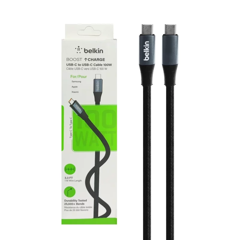 کابل شارژ Belkin Type-C To Type-C مدل X-700C 100W - مشکی - تصویر 2