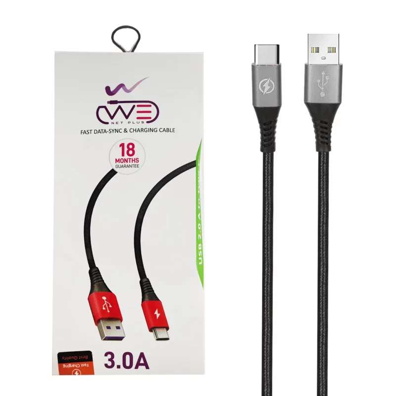 کابل شارژ فست We-net Plus Type-C مدل ETW 003 - مشکی خاکستری - تصویر 2