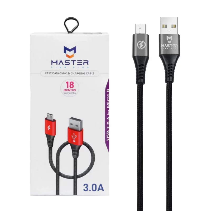 کابل شارژ فست اندروید MASTER مدل ETM 005 - مشکی خاکستری - تصویر 2