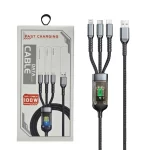 کابل شارژ فست سه کاره مدل K3-17 100W - خاکستری - RH