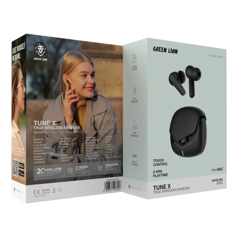ایرفون بی سیم Green Lion مدل TUNE X ANC GNTUNXTWSBK - مشکی (گارانتی 6 ماهه شرکتی) - تصویر 11