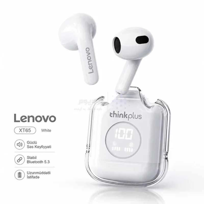 ایرفون بی سیم Lenovo مدل XT65 - سفید - RH - تصویر 7