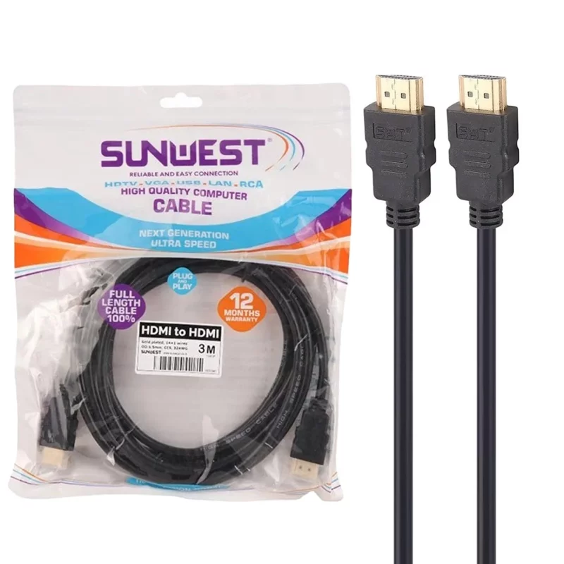 کابل 3 متری SunWest HDMI - مشکی - TCO - تصویر 2