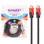 کابل 3 متری کنفی SunWest HDMI - مشکی قرمز - TCO