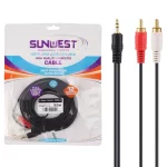 کابل 3 متری صدا 1 به 2 SunWest - مشکی - TCO