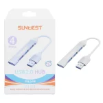 هاب 4 پورت SunWest مدل SH-233 - نقره ای - TCO