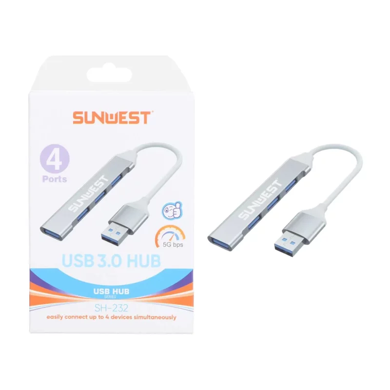 هاب 4 پورت SunWest مدل SH-232 - نقره ای - TCO - تصویر 2