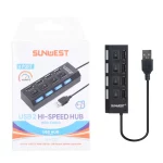 هاب 4 پورت SunWest مدل SH-231 - مشکی - TCO