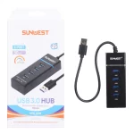 هاب 4 پورت SunWest مدل SH-234 - مشکی - TCO