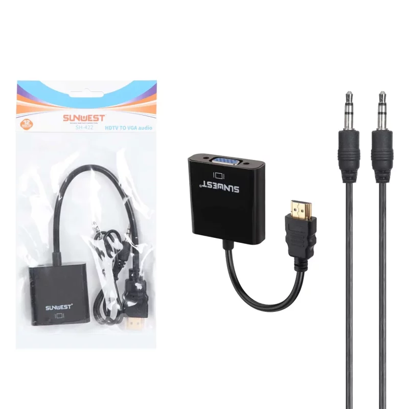 تبدیل SunWest HDMI To VGA مدل SH-422 - مشکی - TCO - تصویر 2