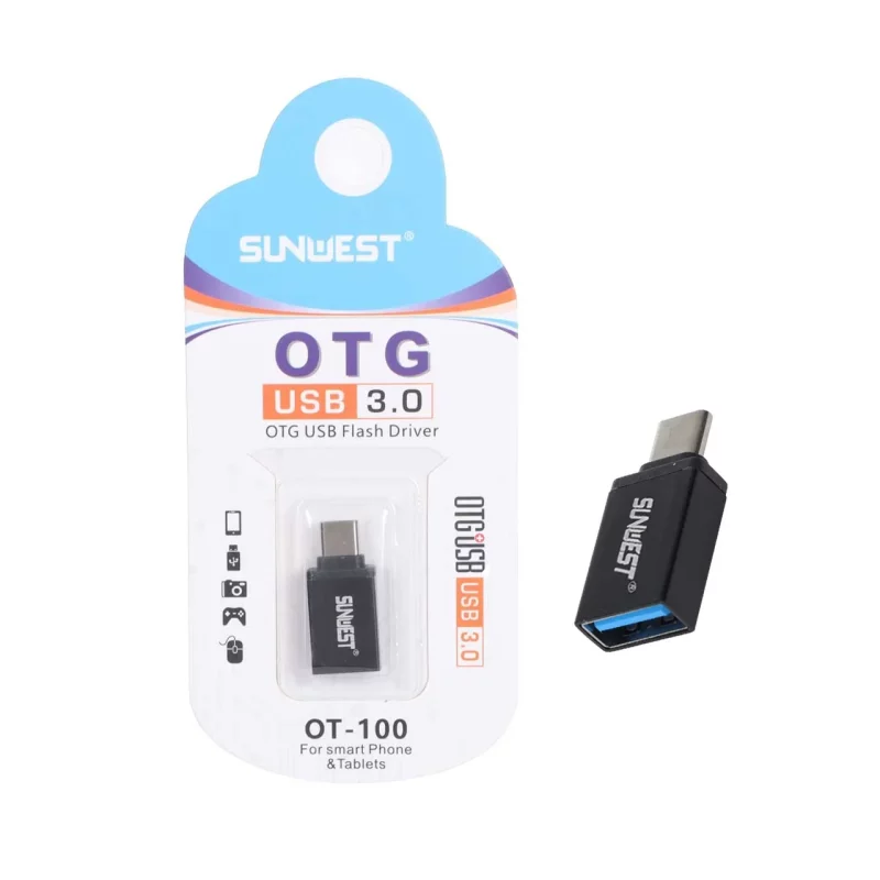 تبدیل SunWest Type-C To USB3.0 مدل OT-100 - مشکی - TCO - تصویر 2
