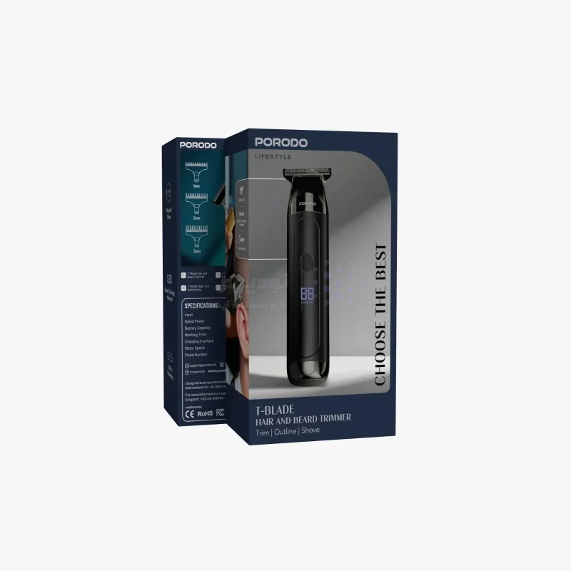 ماشین اصلاح شارژی Porodo مدل T-Blade PDLFST154BK - مشکی (گارانتی 12 ماهه بامداد) - تصویر 3