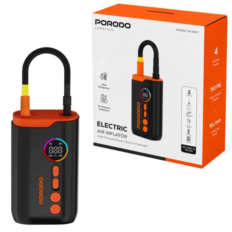 پمپ باد Porodo مدل PDLFST181BK - مشکی (گارانتی 12 ماهه بامداد) - تصویر 2
