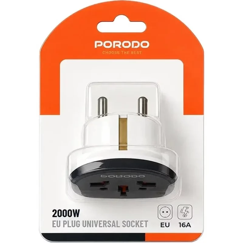 تبدیل برق 3 به 2 Porodo مدل PDKT178BU 2000W - خاکستری سفید (گارانتی 6 ماهه شرکتی) - تصویر 2