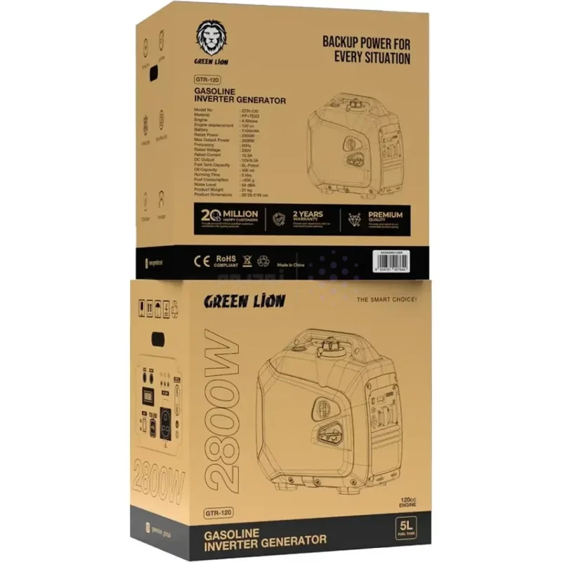 ژنراتور برق بنزینی Green Lion مدل GTR120 GNGASINV120BK 2800W - مشکی (گارانتی 6 ماهه شرکتی) - تصویر 4