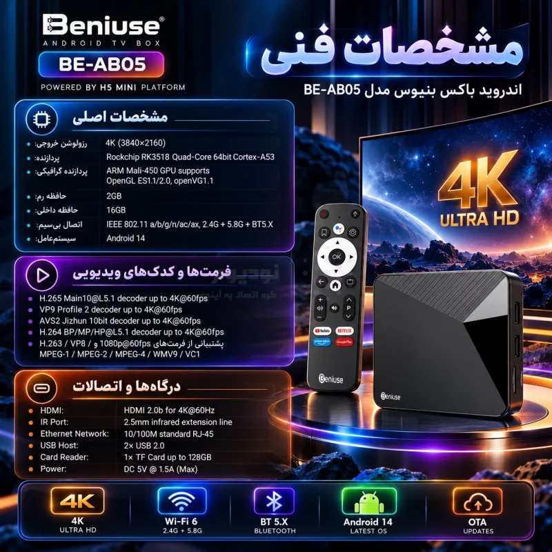 اندروید باکس Beniuse مدل BE-AB05 - مشکی - تصویر 14
