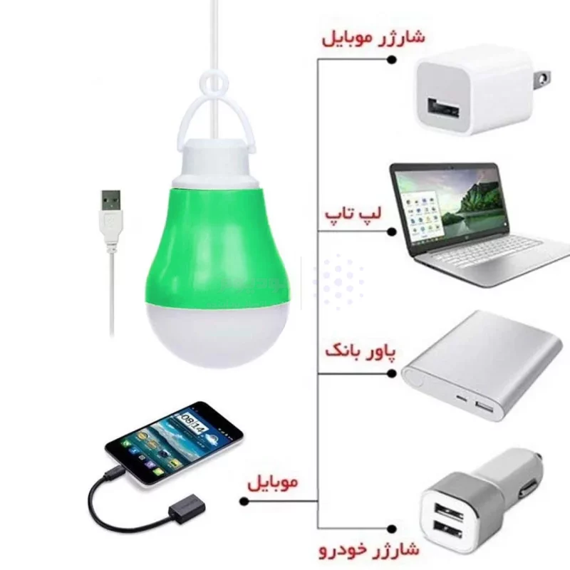 لامپ LED USB مهتابی - سبز - تصویر 4